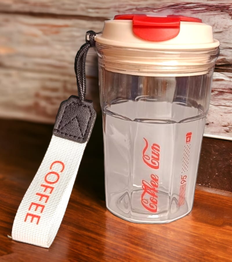Transparent Sipper/Coffee Cup 400 ml - White Color